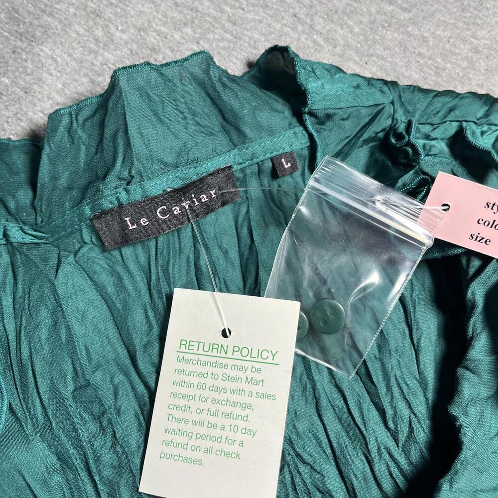 NWT Le Caviar Women's Large Sleeveless Ruffled Blouse Top Large “Peacock Teal” - Picture 6 of 9